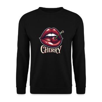 Sweet Cherry Bite - Unisex Sweatshirt - black - Front - Alina (178cm) & Michal (187cm)