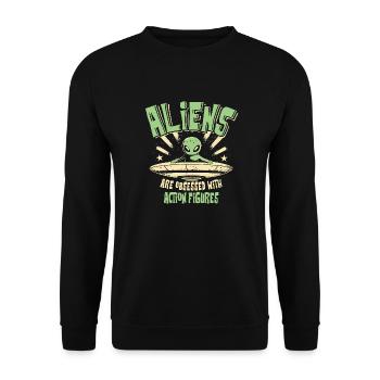 Aliens Are Obsessed With Action Figures - Unisex Sweatshirt - black - Front - Alina (178cm) & Michal (187cm)