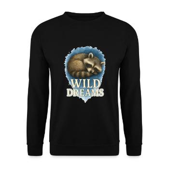 Wild Dreams - Aquarelle de raton laveur endormi - Sweat-shirt Unisexe - noir - Devant - Alina (178cm) & Michal (187cm)