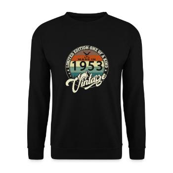 Jahrgang 1953 Das Beste von 1953 - 72 Jahre alter Geburtstag - Unisex Pullover - Schwarz - Vorne - Alina (178cm) & Michal (187cm)