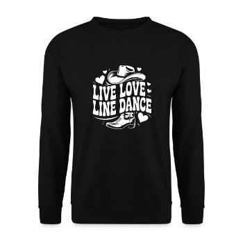 Live Love Line Dance Linedance Spass am Tanzen - Unisex Pullover - Schwarz - Vorne - Alina (178cm) & Michal (187cm)
