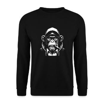 Affe in der Kapuze - Unisex Pullover - Schwarz - Vorne - Alina (178cm) & Michal (187cm)