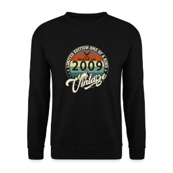 Vintage 2009 meilleur de 2009 - annif 16 ans - Sweat-shirt Unisexe - noir - Devant - Alina (178cm) & Michal (187cm)