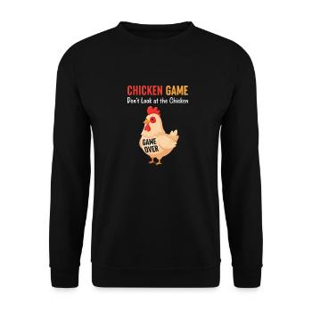 Funny Chicken Game – Don’t Look at the Chicken - Unisex Sweatshirt - black - Front - Alina (178cm) & Michal (187cm)