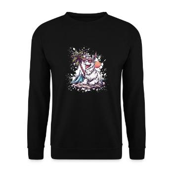 Alpaca Llama Summer Holiday - Unisex Sweatshirt - black - Front - Alina (178cm) & Michal (187cm)