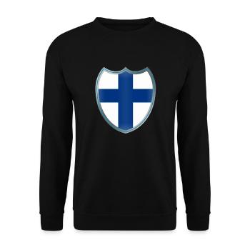 Finland (Finnland_Wappen) - Unisex Pullover - Schwarz - Vorne - Alina (178cm) & Michal (187cm)