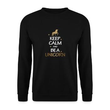 Keep Calm And Be A Unicorn Gold Geschenk - Unisex Pullover - Schwarz - Vorne - Alina (178cm) & Michal (187cm)
