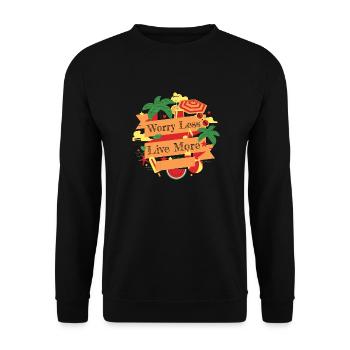 Worry Less - Unisex Pullover - Schwarz - Vorne - Alina (178cm) & Michal (187cm)
