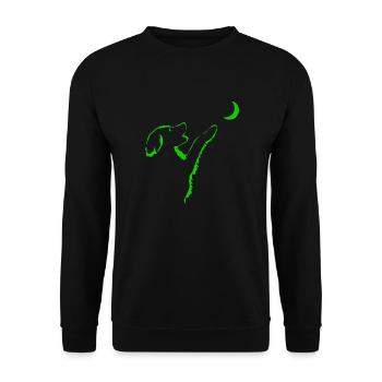 Dog looks at moon - Unisex Sweatshirt - black - Front - Alina (178cm) & Michal (187cm)