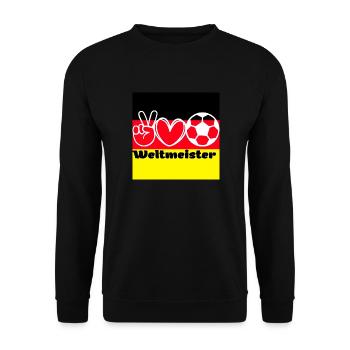 Weltmeister | WM | Fussball Shirt | Deutschland - Unisex Pullover - Schwarz - Vorne - Alina (178cm) & Michal (187cm)