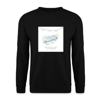 Happy Hanukkah - Unisex Pullover - Schwarz - Vorne - Alina (178cm) & Michal (187cm)