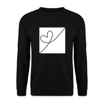 Herz Schwarz auf Weiss - Unisex Pullover - Schwarz - Vorne - Alina (178cm) & Michal (187cm)