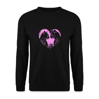 Cats with heart Valentine's Day Dear Cat Cat - Unisex Sweatshirt - black - Front - Alina (178cm) & Michal (187cm)