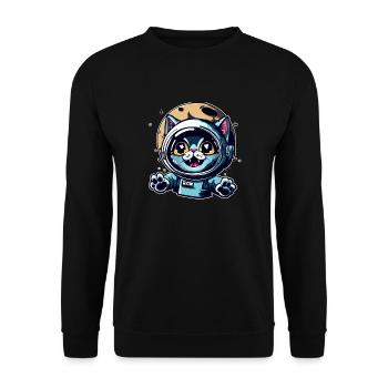 Space Cat to Moon - Unisex Sweatshirt - black - Front - Alina (178cm) & Michal (187cm)