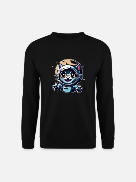 Space Cat to Moon - Unisex Sweatshirt - black