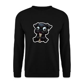Petit bouledogue noir mangeant un os - Sweat-shirt Unisexe - noir - Devant - Alina (178cm) & Michal (187cm)