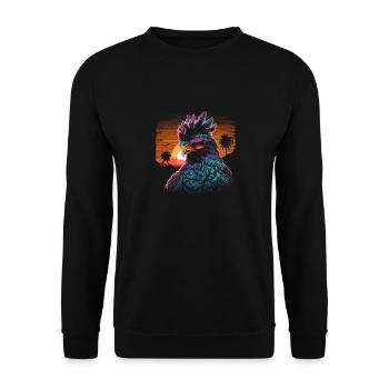 Retro Vintage Neon Chicken Rooster Chicken Sunglasses - Unisex Sweatshirt - black - Front - Alina (178cm) & Michal (187cm)
