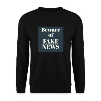 FAKE NEWS Text Design - Unisex Sweatshirt - black - Front - Alina (178cm) & Michal (187cm)