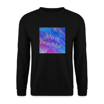 La vie est belle - Sweat-shirt Unisexe - noir - Devant - Alina (178cm) & Michal (187cm)