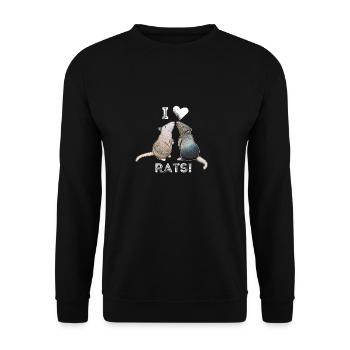 Ratten - I Love Rats - Unisex Pullover - Schwarz - Vorne - Alina (178cm) & Michal (187cm)
