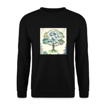 Der Baum der Erde - Umweltschutz - Unisex Pullover - Schwarz - Vorne - Alina (178cm) & Michal (187cm)