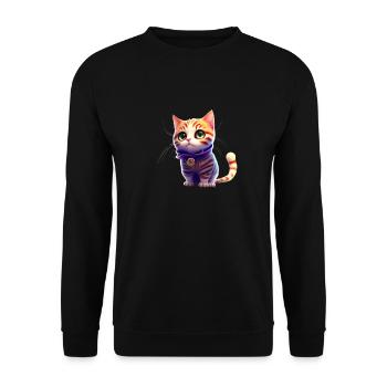 Katze - Unisex Pullover - Schwarz - Vorne - Alina (178cm) & Michal (187cm)