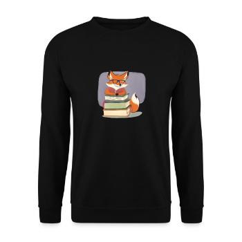 Cunning Fox: Inquisitive with Books - Unisex Sweatshirt - black - Front - Alina (178cm) & Michal (187cm)