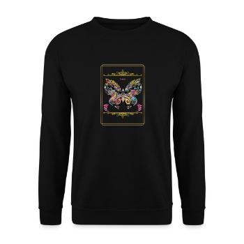 Schmetterling - Unisex Pullover - Schwarz - Vorne - Alina (178cm) & Michal (187cm)
