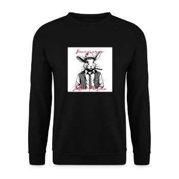 Hase John Porno - Unisex Pullover - Schwarz - Vorne - Alina (178cm) & Michal (187cm)