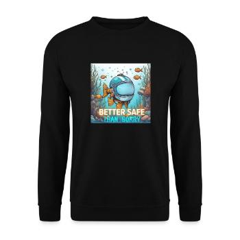 Vorsichtiger Fisch - Unisex Pullover - Schwarz - Vorne - Alina (178cm) & Michal (187cm)