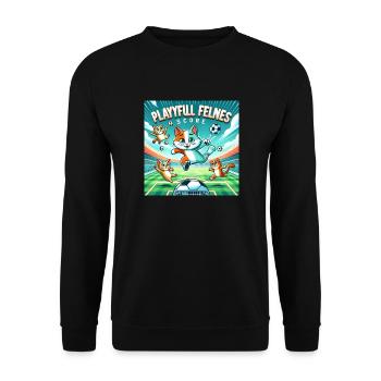 Soccer Cats 003 - Unisex Sweatshirt - black - Front - Alina (178cm) & Michal (187cm)