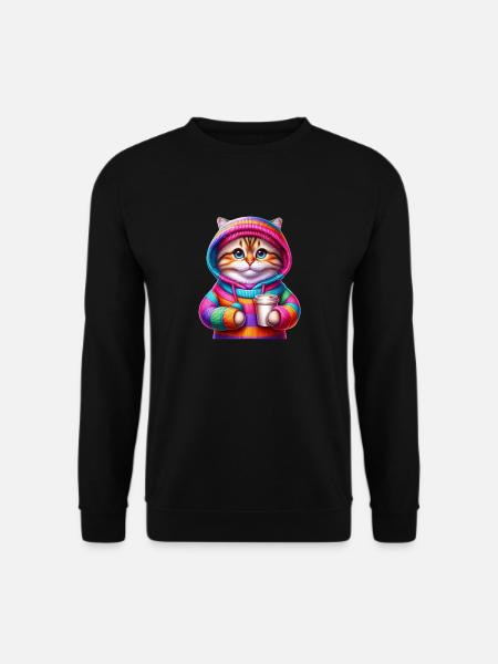 Bunte Katze - Unisex Pullover - Schwarz