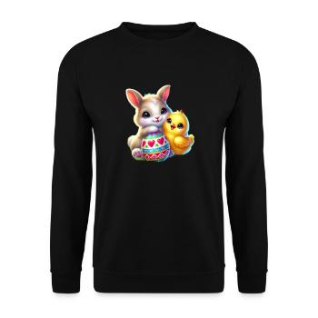 Oeuf de poussin de lapin de Pâques - Sweat-shirt Unisexe - noir - Devant - Alina (178cm) & Michal (187cm)