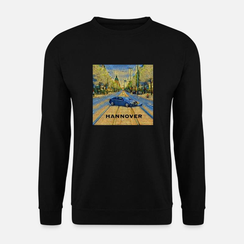 HANNOVER - Auto auf Schiene in „blau/gelb“ - Unisex Pullover - Schwarz
