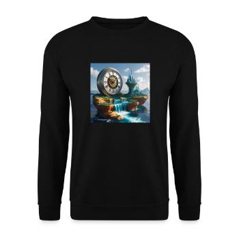 Kunst Uhr - Unisex Pullover - Schwarz - Vorne - Alina (178cm) & Michal (187cm)