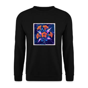 Blumen - Unisex Pullover - Schwarz - Vorne - Alina (178cm) & Michal (187cm)