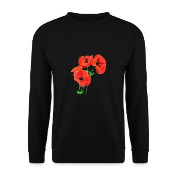 Coquelicots - Sweat-shirt Unisexe - noir - Devant - Alina (178cm) & Michal (187cm)