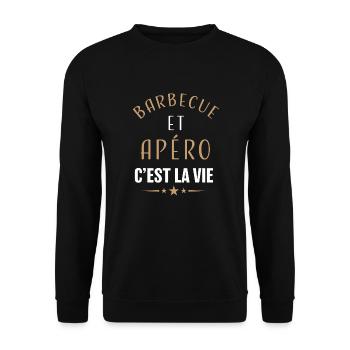 Barbecue et apéro c'est la vie vacances d'été - Sweat-shirt Unisexe - noir - Devant - Alina (178cm) & Michal (187cm)