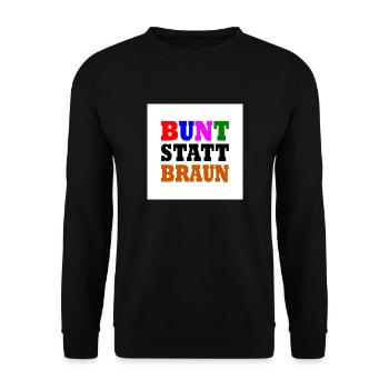 Bunt statt braun - Unisex Pullover - Schwarz - Vorne - Alina (178cm) & Michal (187cm)
