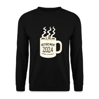 Retraite 2024 Siroter la vie lentement - Sweat-shirt Unisexe - noir - Devant - Alina (178cm) & Michal (187cm)