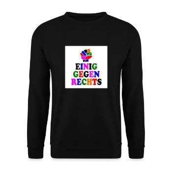 Einig gegen rechts - Unisex Pullover - Schwarz - Vorne - Alina (178cm) & Michal (187cm)
