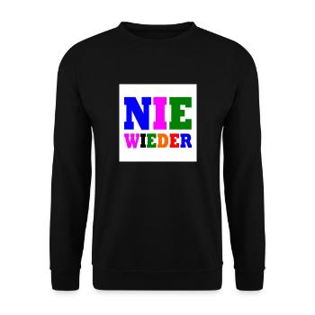 Nie wieder - Unisex Pullover - Schwarz - Vorne - Alina (178cm) & Michal (187cm)