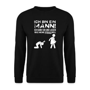 Mann Frau verheiratet Beziehung lustig - Unisex Pullover - Schwarz - Vorne - Alina (178cm) & Michal (187cm)