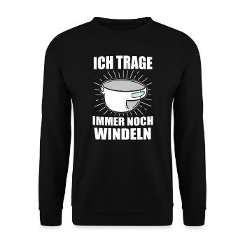 ABDL Windel Diaper Geschenk - Unisex Pullover - Schwarz - Vorne - Alina (178cm) & Michal (187cm)