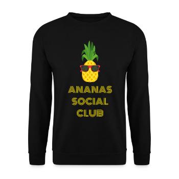 ANANAS SOCIAL CLUB plage vacances à la mer été - Sweat-shirt Unisexe - noir - Devant - Alina (178cm) & Michal (187cm)