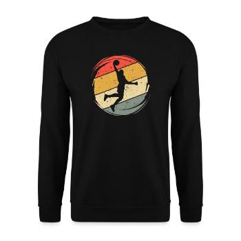 BasketballEr Dunking Basketball Player Vintage - Unisex Sweatshirt - black - Front - Alina (178cm) & Michal (187cm)