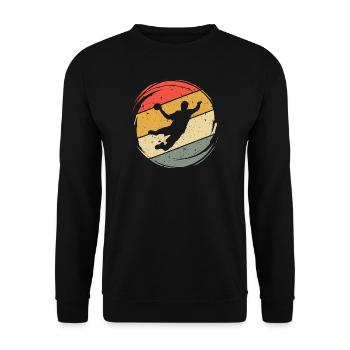 Handballspieler Handball Spieler Handballer Retro - Unisex Pullover - Schwarz - Vorne - Alina (178cm) & Michal (187cm)