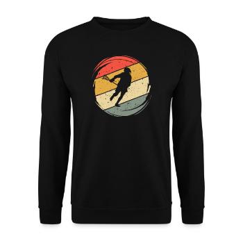 Lacrosse vintage Lacrossespieler LAX - Unisex Pullover - Schwarz - Vorne - Alina (178cm) & Michal (187cm)