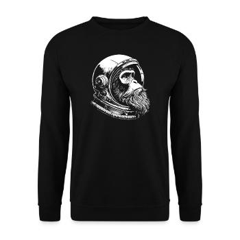 Lustiger Astronaut Affe - Unisex Pullover - Schwarz - Vorne - Alina (178cm) & Michal (187cm)