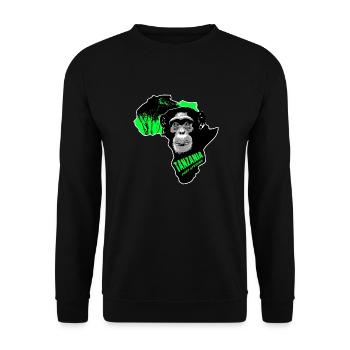 Tansania - Schimpanse - Unisex Pullover - Schwarz - Vorne - Alina (178cm) & Michal (187cm)